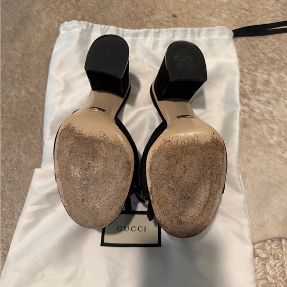 Gucci Black Suede GG Marmont Fringe Slide Sandal - Picture 4 of 5